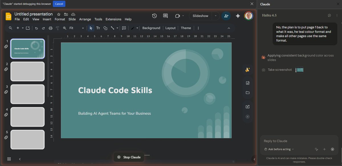 Claude Chrome slide debug