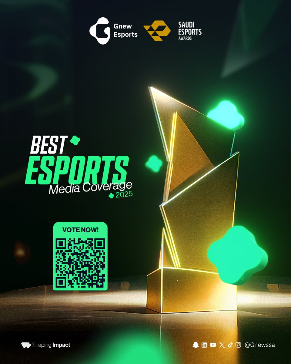 فخورون بترشيحنا لجوائز الاتحاد السعودي للرياضات الإلكترونية لهذا العام 🎮🏆.

هذا الترشيح هو نتاج ثقتكم ودعمكم الدائم، ووصولنا هنا هو الإنجاز الحقيقي. إذا كنت ترى أننا نستحق، فصوتك يصنع الفارق 💚👇.

للتصويت🔗: saudiesports.sa/tournaments/se…

#هنا_نكرم_الإنجاز - #Shaping_Impact