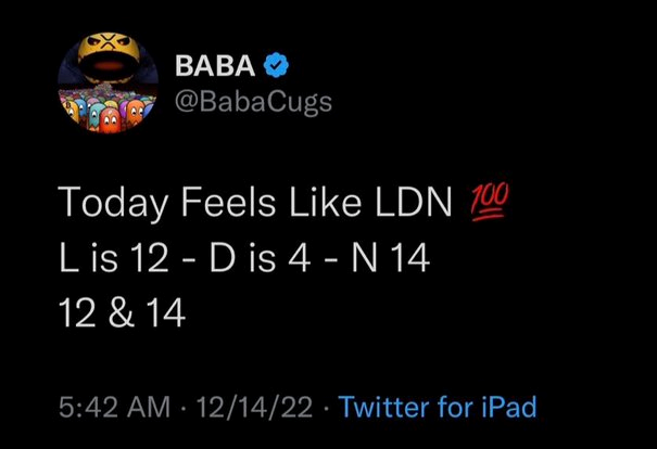 e____g____o's tweet photo. LDN 12/4/14 ๐12/18๐12/27
Maybe 12/27 $XRP #BabaCugs #_Mr_Pool_ https://t.co/ikzWHJaPyM
