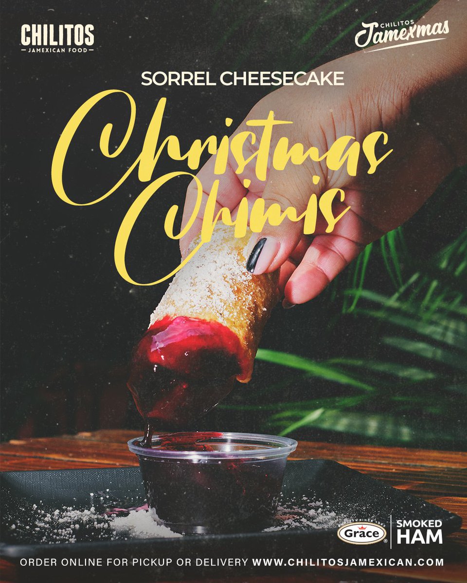 JaMexmas is still here at #ChilitosJaMexican 🎄

Our JaMexmas drinks include: 
🌺 Sorrel Fresca (non-alcoholic)
🍹 Sorrel Margarita
💣 Sorrel Shandy Bomb

All food items feature Sorrel Glazed Grace Ham, Refried Gungo Peas &amp; Pineapple Salsa. 😉 All December long.