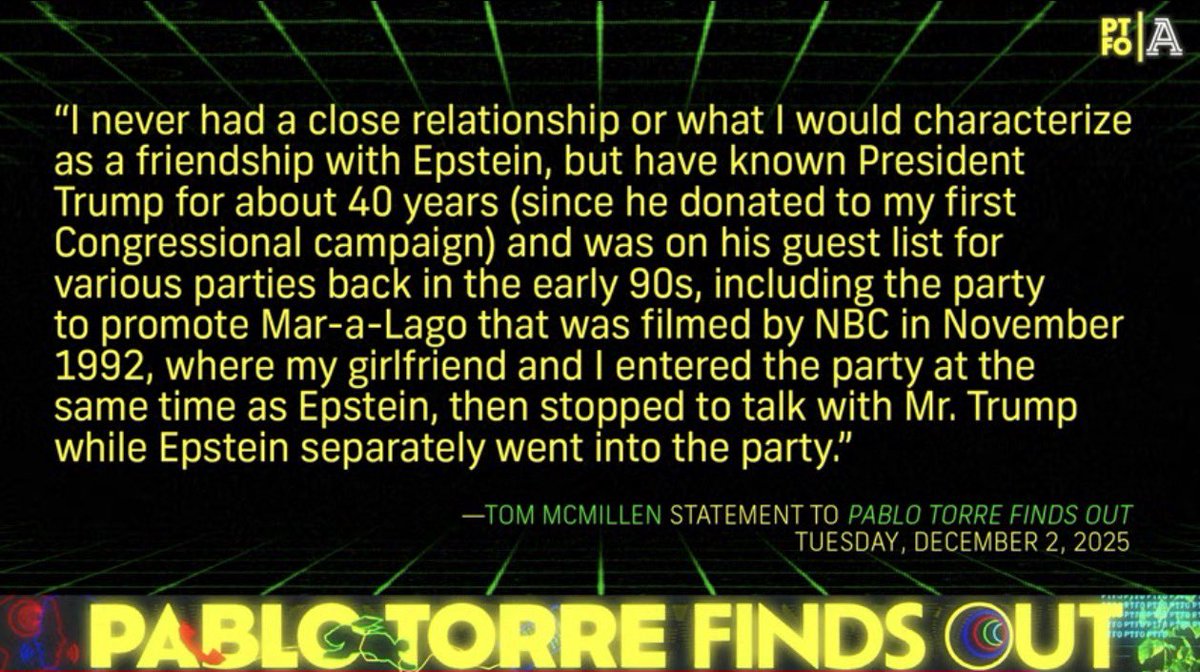 🚨 UPDATE: In Ghislaine Maxwell’s DOJ interview, she refers to Epstein spending time with Clinton and Trump in the ‘90s. The DOJ then asks about “other individuals in Mr. Epstein’s life during that time period.”

The first name Maxwell says:

“Congressman McMillen.”

After our