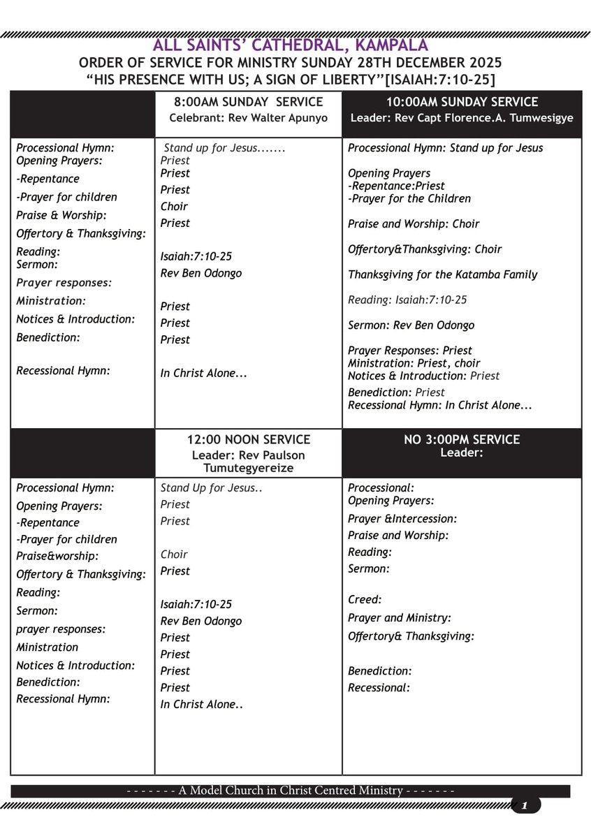 allsaintskla's tweet photo. SUNDAY BULLETIN
Sunday, 28th December 2025
for your FREE pdf copy of the Sunday Bulletin, click the link below: https://t.co/pXCgROcPU9
1/2
#ASCKSundayBulletin #ASCKChurchOnline #HomeCellGuide #WordFromTheProvost #ACPUpdates #Tithe #OffertoryCollections #BannsOfMarriage https://t.co/MSJit1Hppd