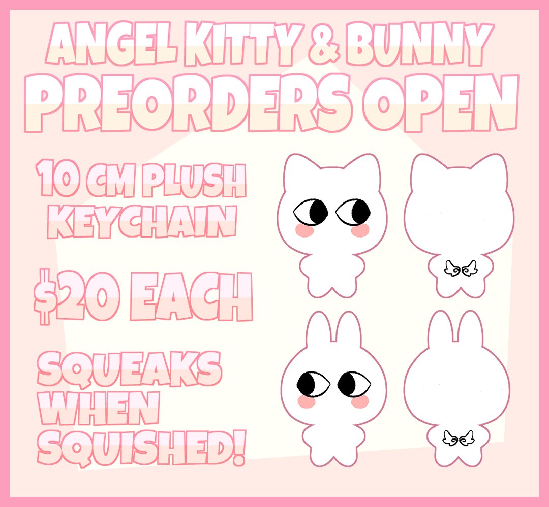 antlercakes's tweet image. ✰ SHOP UPDATE - 12/27/2025

My squeaking plushies of Angel Kitty &amp;amp; Angel Bunny are now open for preorder! You can preorder yours below 🧵 (1/4)

Shipments are expected to start in Spring 2026! ^_^