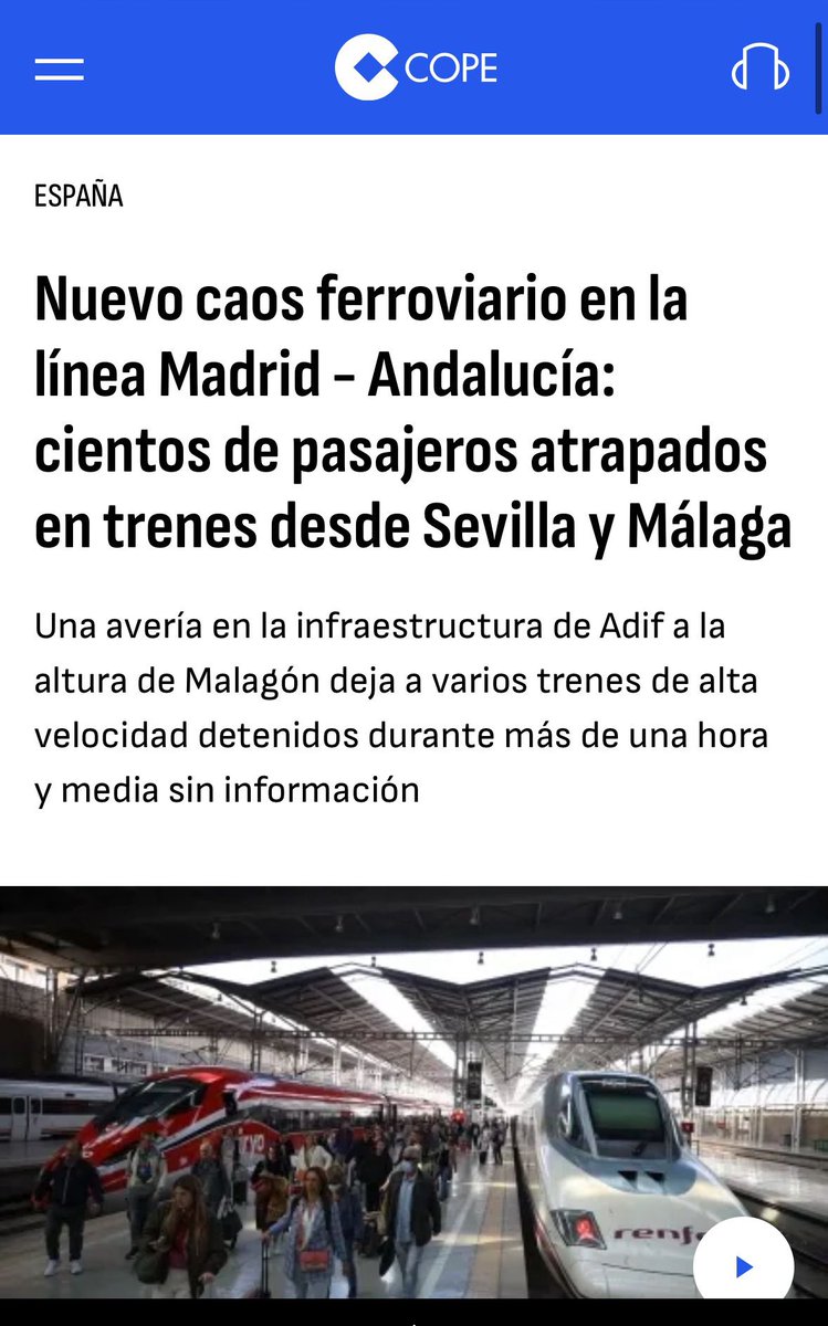 eliasbendodo's tweet photo. El año va a acabar como empezó: con caos en los trenes, pasajeros abandonados, y la soberbia de Óscar Puente, quien dedica más tiempo a los tuits que a la gestión. 
 
Afortunadamente, el sanchismo tiene los días contados. https://t.co/1M2WfjbxMP