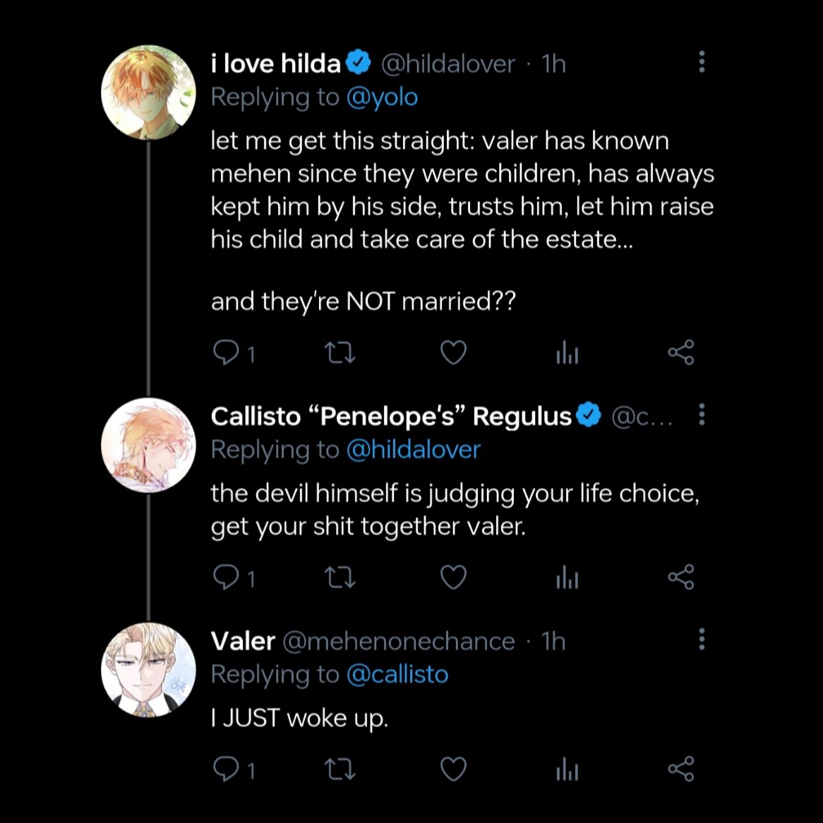 astratria's tweet image. valer and mehen enter the manhwa twitter circle

🤍 ;; a short, crack socmed au