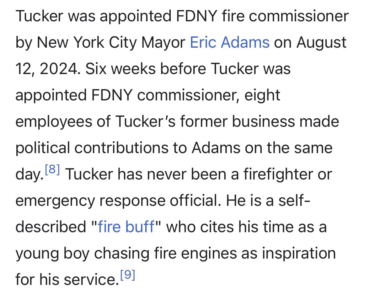 devahaz's tweet image. My lord, a 31 year FDNY veteran who was responsible for handling 85% of their calls will succeed a commissioner appointed by Adams whose most relevant experience was [double check notes] chasing after fire engines as a young boy