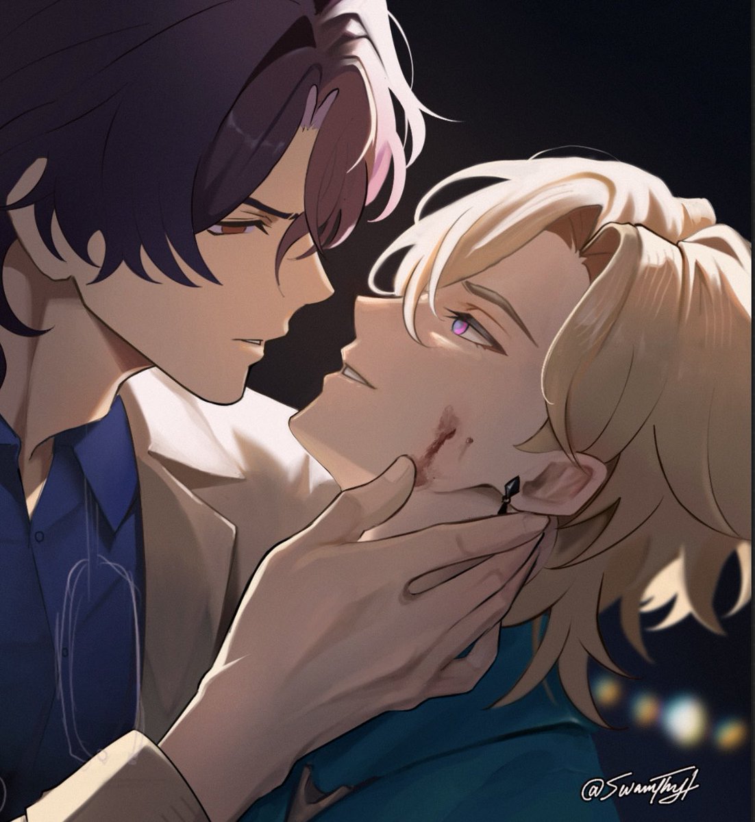 SwampTuft's tweet photo. “Don’t scare  me like that again, gambler…” 

Another ratiorine wip that I’m not sure will ever get finished 🥲 https://t.co/SndV60Is4E