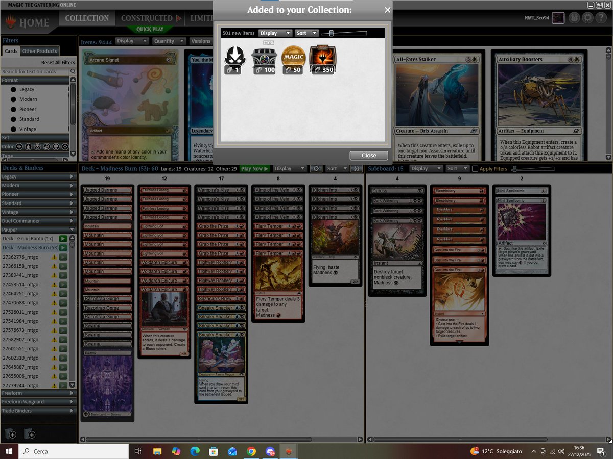 NMTSco's tweet photo. Won today Pauper Challenge! 🏆
Ironically Is the same list that won Yesterday Challenge by Grajtow so i can't take any credit for It. But Is Always extremely satisfying to achive results with my pet-deck.
matchups in the comment... https://t.co/x8P4Y5YHTp