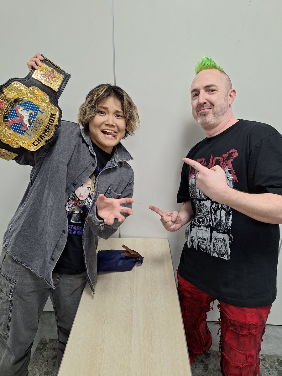 TheChaseDanger's tweet image. Twin Star Tag Champions. 🫶🏼😈
1.3 is going to be a great match. Was excited to meet the champs today. Chiaki is my favorite to root for in Marigold. Just extremely cool. 
#DarkWolf #SpeedStar #DarknessRevolution #Chiaki #MisaMatsui #Marigold
