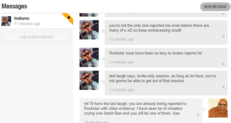 eng_maruf's tweet photo. @RockstarGames @RockstarSupport @RockstarGames
look now a modder is threatening me because I reported him for crashing my game. He is now mocking you too https://t.co/zf6m9XDKJP