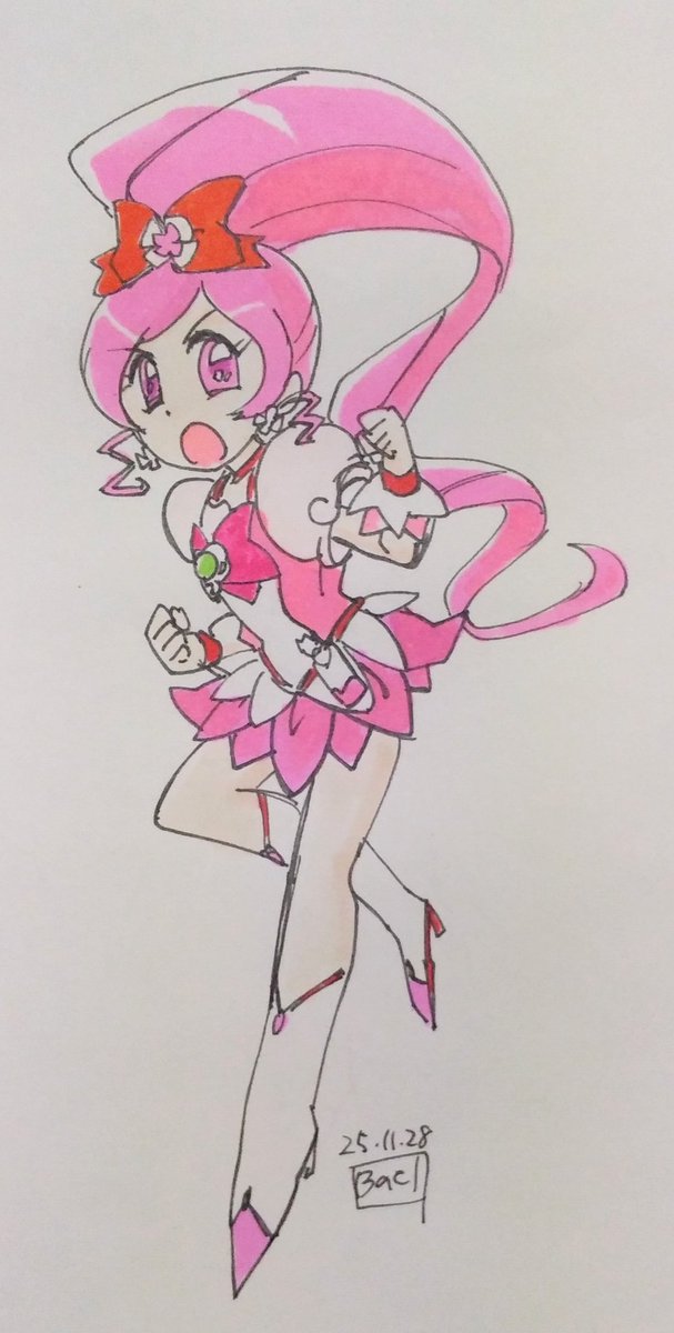 キュアブロッサム ,花咲つぼみ 「甘かった 本気で桃キュア描くならピンク10色以上ないと無理だわ プリキュア恐るべ」|bael38のイラスト