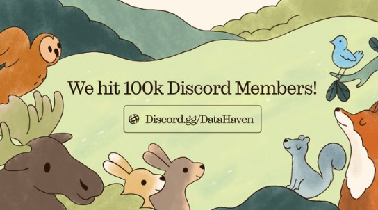 Pennyzeee's tweet photo. 100K strong! DataHaven’s Discord hitting this milestone feels like proof that people crave transparent, community-driven Web3 projects. I joined for the data privacy mission, stayed for the supportive devs &amp; late-night brainstorming—let’s keep growing! @DataHaven_xyz https://t.co/F2B7mLGiqx