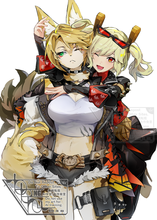 to_te_na_'s tweet image. #今年も残りわずかなので今年一番伸びた作品を貼る 
プルクラちゃんとバーニスちゃんです！