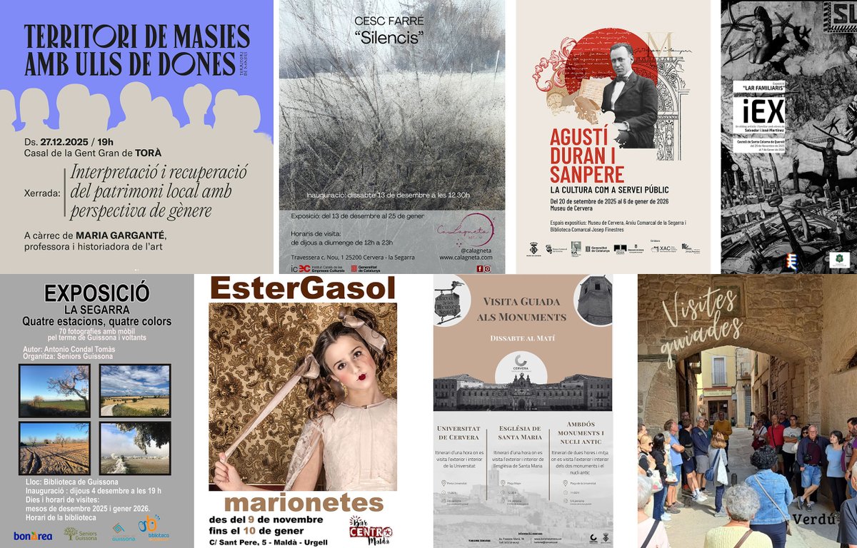 SomSegarra's tweet photo. Sense plans per al cap de setmana i cap d'any? #pessebres #pastorets #concerts #curses #festes #expos i #visites, viu el #nadalsegarra!
@lasegarra @AjuntamentCalaf @pessebre_oficis
@TurismeVerdu @viladetora @valldellobregos @Espitllera @BiblioGuissona
ℹ️ https://t.co/8ZHEiD282A https://t.co/RNGhiZ99Cy