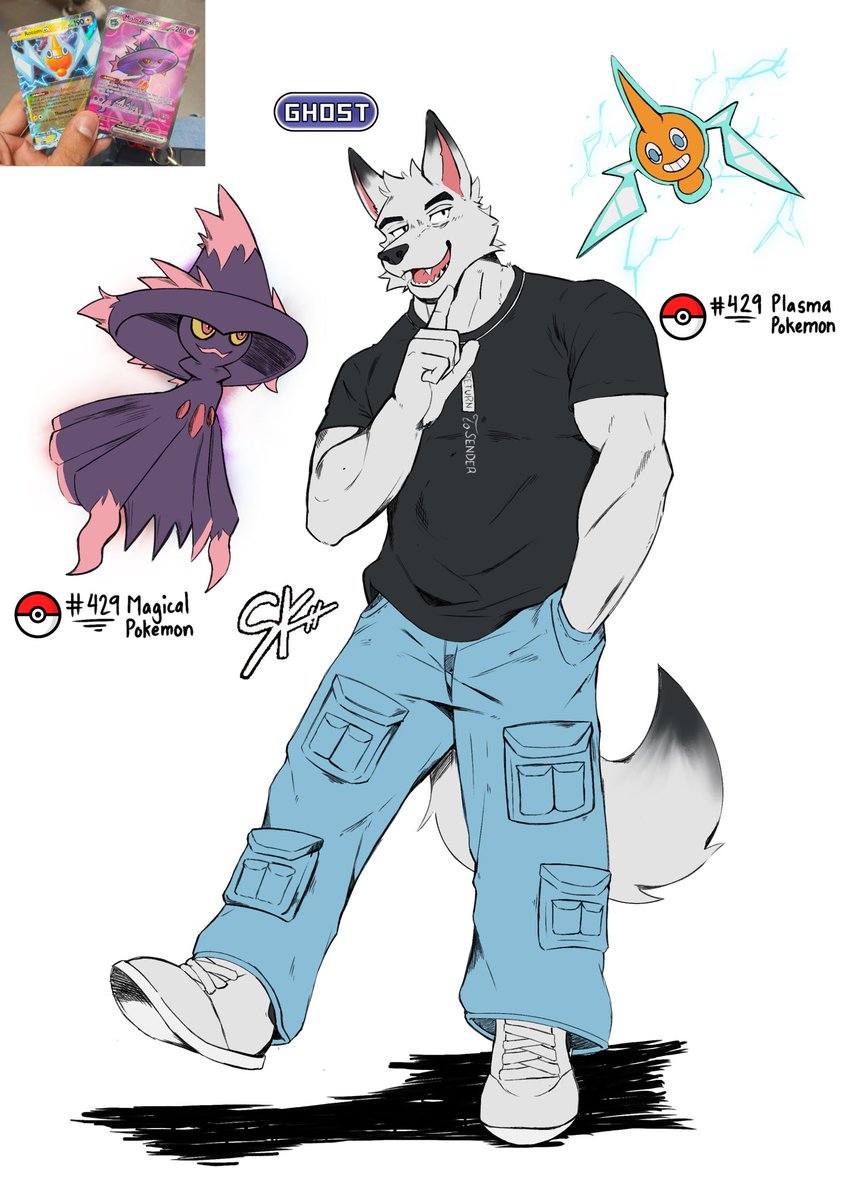 Pokémon! 

Rotom EX and Mismagius EX that I pulled from Mega Evolutions Phantasmal Flames

And then I drew them :P