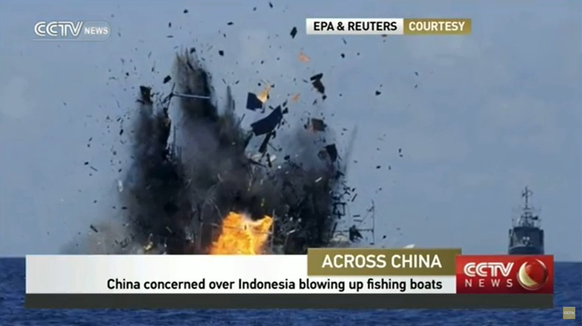 South Korean President says they’ll start cracking down on Chinese fishing vessels, citing ‘Indonesia blew up Chinese ships &amp; they stopped showing up.'

Here’s a picture of Indonesia actually blowing one up. Always teaching us how to deal with Chinese pirates