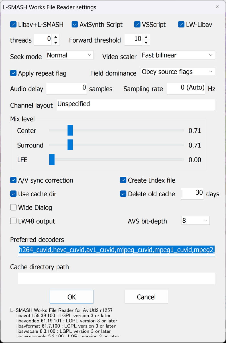 LemonKaju's tweet image. AviUtl
NVIDIA GPUでプレビューして動画編集作業を快適にする設定

AviUtl本体とL-SMASH Worksプラグインを最新化、
「設定」→「入力プラグインの設定」→「L-SMASH Works File Reader」を右クリック→「プラグインの設定」
「Preferred decoders」に…