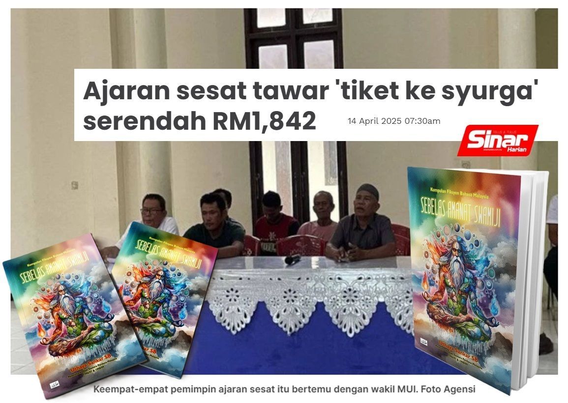 Ajaran sesat di Maluku janjikan jalan sehala ke #svarga.

Ada ayat #quran dan #syahadah khas.

Umat Bukan Islam di Malaysia juga perlu waspada terhadap pendak*ah #kultus yang licik menipu!

Pelbagai pendedahan dalam “Sebelas #AmanatSwamiji”.

Maklumat di uthayasb.blogspot.com/2025/03/buku_1…