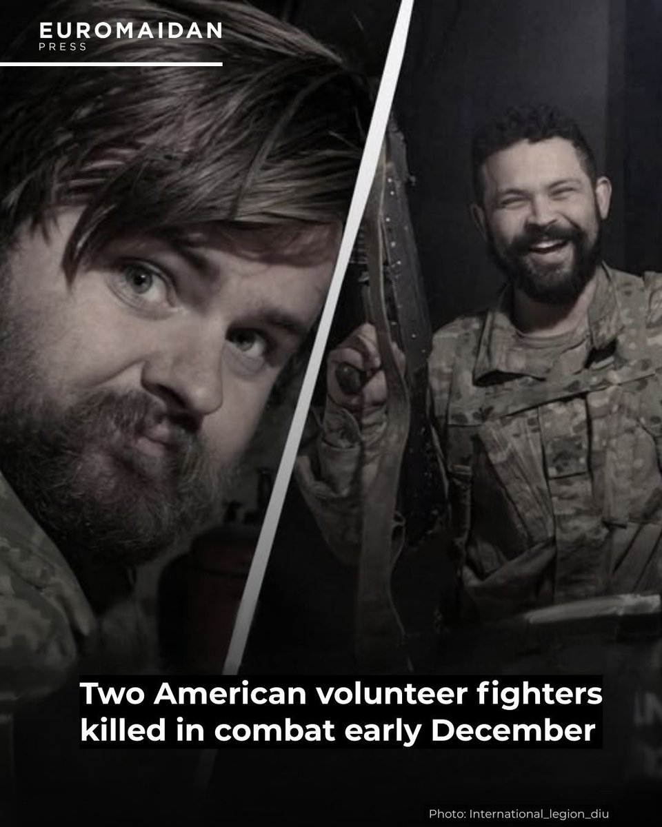 EuromaidanPress's tweet image. Two US volunteers fighting for Ukraine were killed in early December, families confirmed. 

Ty Wingate Jones died on 3 December when a Russian drone hit a medical armored vehicle; he leaves behind a pregnant wife. 

Brian Zacherl, 29, was killed in battle days earlier, according…