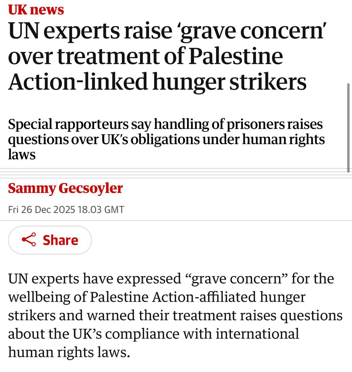 The UN showed no concern about an 18 year old girl and 68 year old man slaughtered in Israel yesterday by a Palestinian terrorist. 

But the UN is concerned about violent terrorists who beat up a British police officer and broke her spine, vandalised military base and destroyed a