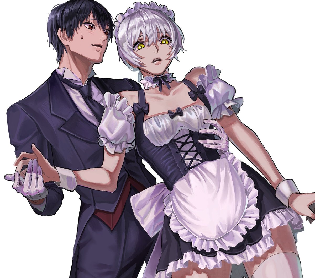 ONIGIRIKOBOSHI's tweet photo. 執事×メイド　かはふし https://t.co/SrQwLDyx89