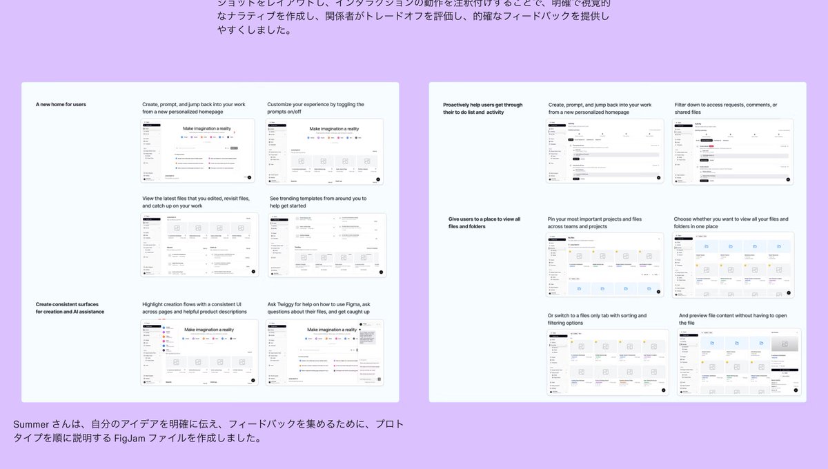 Figmaで働く4人のPMが公式ブログで、「Figma MakeのようなプロトタイピングがPRD(プロダクト要求仕様書)になりつつある」と述べています

彼らがFigma Makeをどう活用しているか具体例は以下です
 (英語記事の翻訳)

▼ Tara Nadella
新機能の検討時、エンジニアとデザイナーが先に動き始めていた