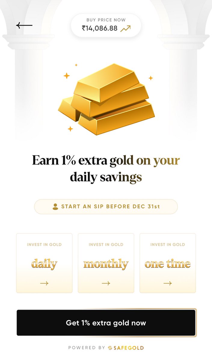 ihddeals's tweet image. CRED has started CRED GOLD 👑📷 This is for digital gold investments.   Buy Price - 14086  

app.cred.club/spQx/ibcdwpr1

#Cred #Gold #GoldRate