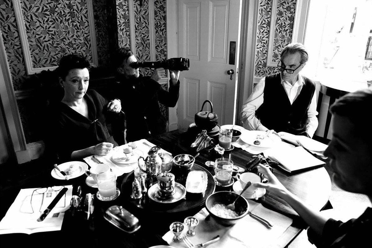 cinevoidz's tweet photo. phantom thread - behind the scenes https://t.co/dho4ca0lSs