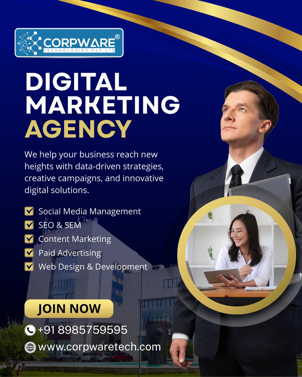 corpware's tweet photo. 🚀 CORPWARE® TECHNOLOGIES PVT LTD
🌐 Digital Marketing Agency
📈 We help your business reach new heights!
Data-driven strategies | Creative campaigns | Innovative digital solutions

💼 Our Services:
✔ Social Media Management

📞 JOIN NOW: +91 8985759595

#CorpwareTechnologies https://t.co/dLEQCk54oi