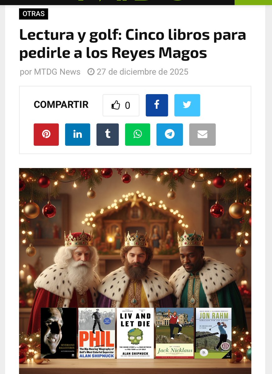 “Ya vienen los Reyes Magos, Ya vienen los Reyes Magos…”

Si te gusta el #Golf, aquí tienes cinco libros imprescindibles para pedirle a sus Majestades de Oriente.

¡A nosotros, nos han encantado!

#Libros #Lectura #ReyesMagos <a href="/Tengolf/">Ten-Golf</a> <a href="/AlanShipnuck/">Alan Shipnuck</a> 

news.mtdg.es/lectura-y-golf…