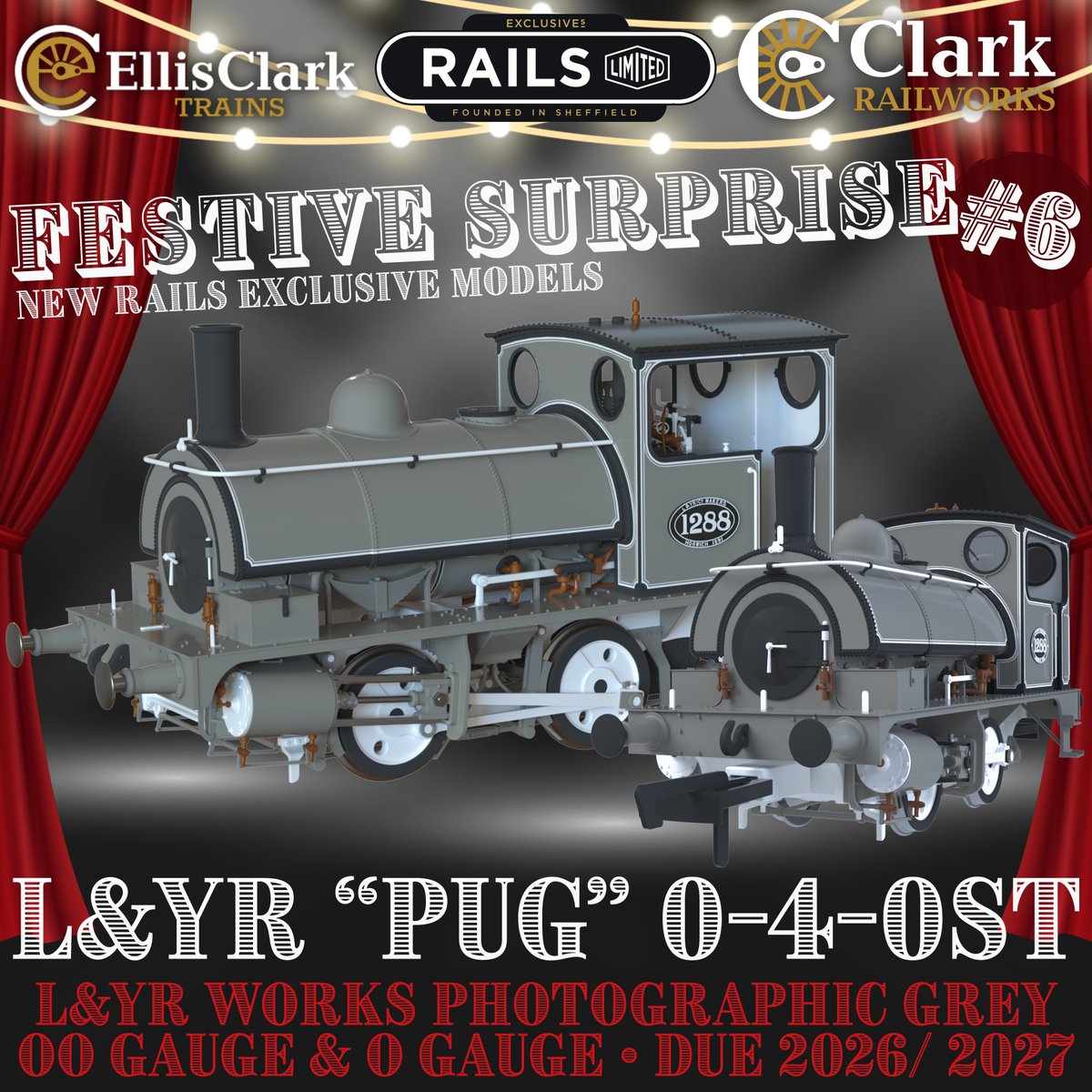 railssheffield's tweet image. 🚂 Our sixth and final FESTIVE SURPRISE is here! We're delighted to announce this EXCLUSIVE edition of the forthcoming Ellis Clark Trains/ Clark Railworks LYR "Pug" in Works Photographic Grey - available in BOTH OO and O Gauge! Pre-order now: tinyurl.com/2wtb22fz