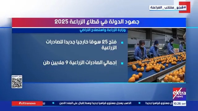 الزراعة : 9 ملايين طن صادرات زراعية خلال 2025 #هشام_عبدالتواب 