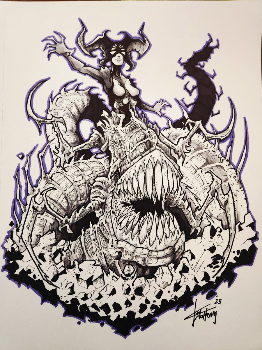 MisterWolt's tweet photo. Drawn on #Twitch: Sheoldred from Magic the Gathering! https://t.co/lWiJxCCS8F