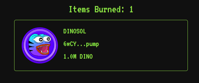 DinosolMeme's tweet photo. 💵 Just bought and burned 1,006,063 $DINO (0.1% of Total supply)

Proof here:
https://t.co/F7Sqj4UeWS

We have already burned ~129m $DINO (12.9%) since launch https://t.co/jrQbMxZVCJ