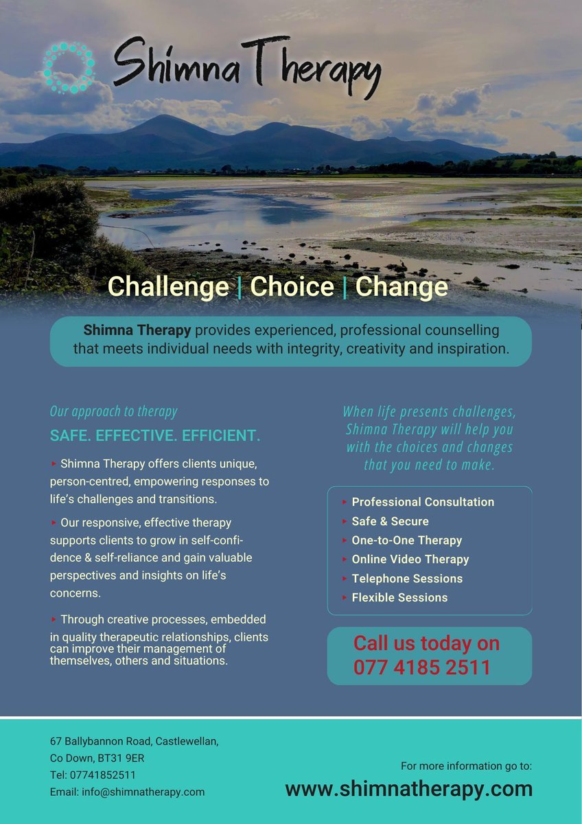 Shimna Therapy for stress-free living >> 97nl.short.gy/7YKi63

#mindyourmind #anxiety #music #trust #fear #yoga #banbridge #art #loneliness #Ardglass #tennis #Kilkeel #newry #love #tennis #worry #stress #success #acheivement