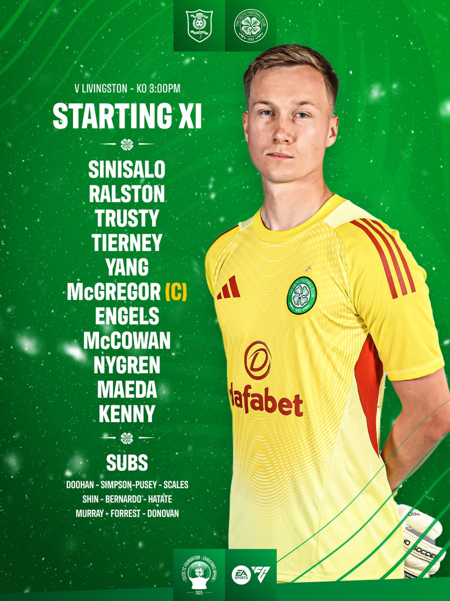 📋 Here is how we line up this afternoon ⤵️

#LIVCEL | #CelticFC🍀