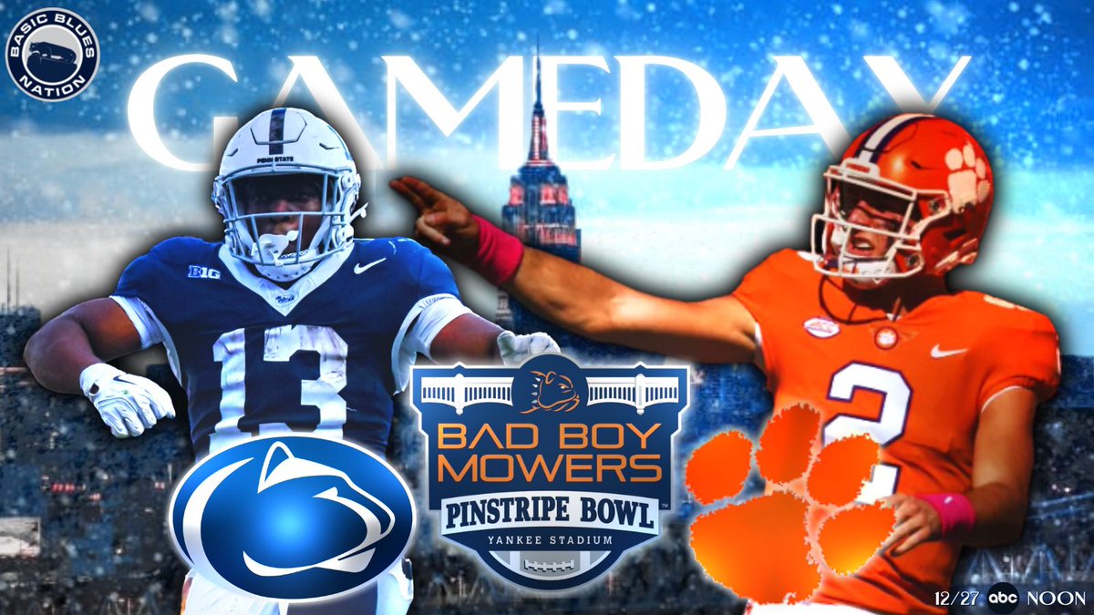 Penn State football takes on the Big Apple with the hopes of closing out the 2025 season with a win over Clemson. 

Make sure to follow <a href="/BasicBlues/">Basic Blues Nation</a> for full coverage of today's Pinstripe Bowl. 

#WeAre #PennState