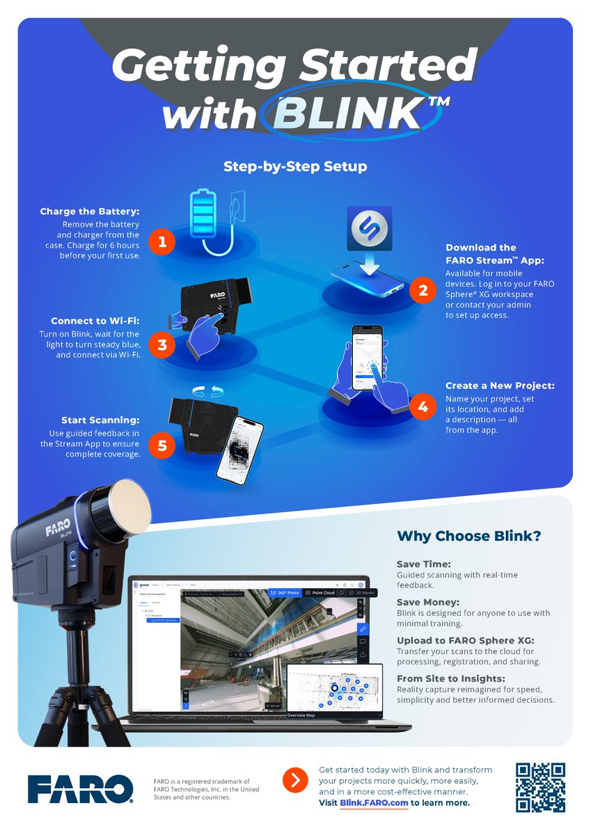 geoshack's tweet photo. Reality capture made simple!
Follow these five easy steps to get up and running with FARO Blink™ and start delivering better insights, faster.
Questions? GeoShack is here to help.
#GeoShack #FARO https://t.co/KV1f7SiK0q