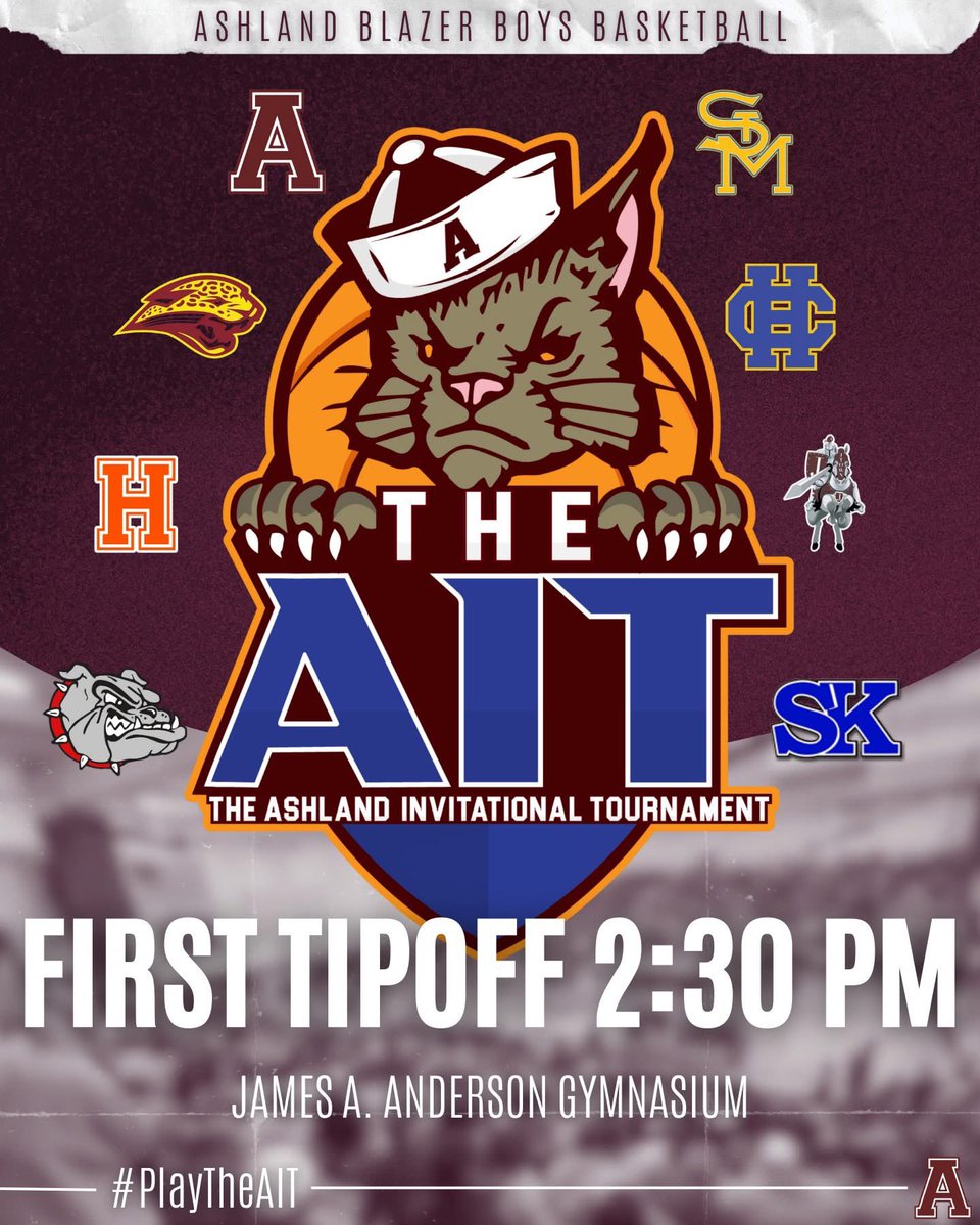The 70th Annual Ashland Invitational Tournament tips off TODAY! 🏀🏀 First game is at 2:30 for Jeffersontown vs. Hopkinsville. If you can't make it to James A. Anderson Gym this weekend, watch live on My Town TV or listen to Tyler Rowland on 97.9 The River!
#PlayTheAIT #AIT70