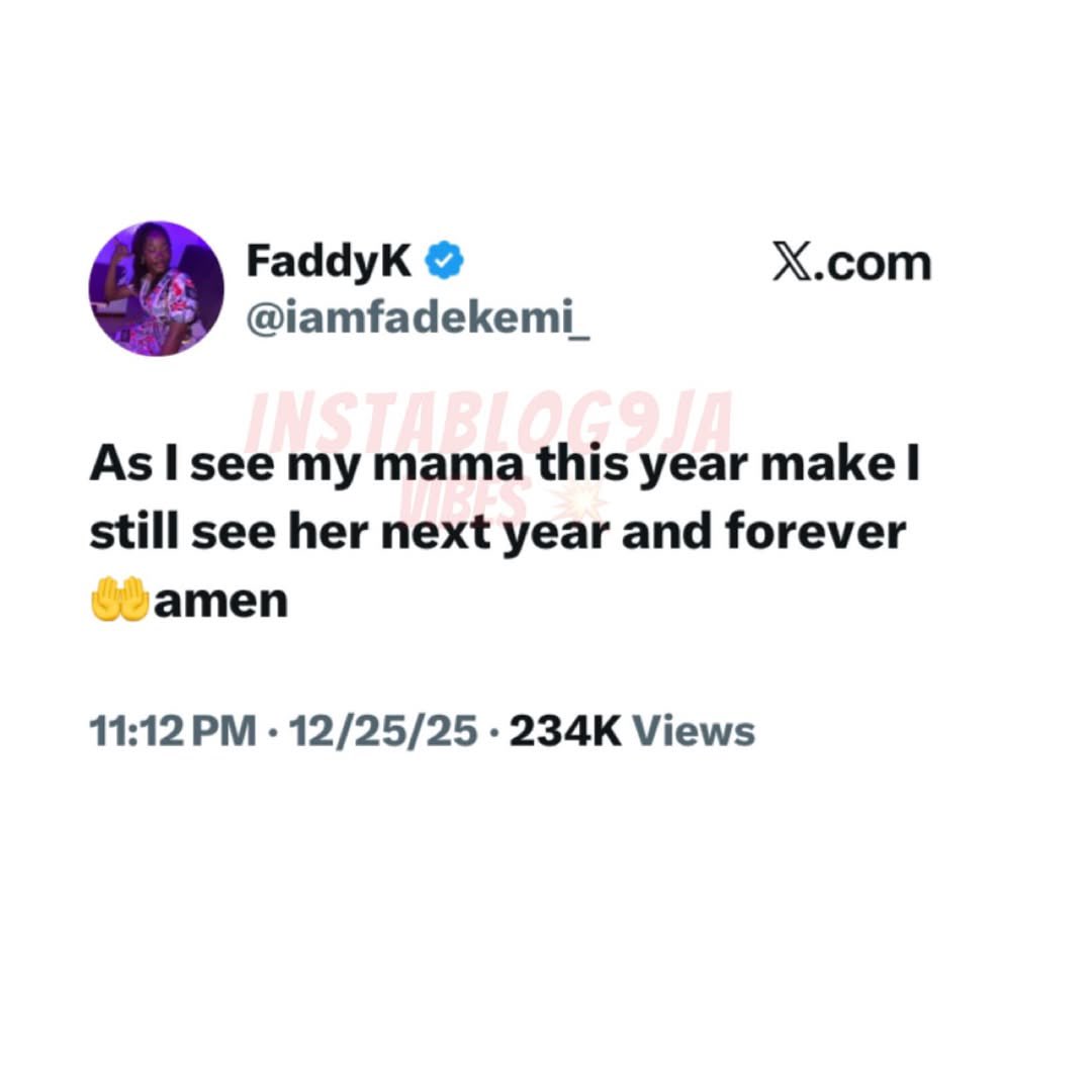 instablog9ja's tweet photo. A Nigerian lady has warmed hearts online after sharing a simple but powerful prayer for her mother, saying as long as she can see her this year, she prays to keep seeing her next year and forever. 🥹🙏 https://t.co/o2OuKttEml