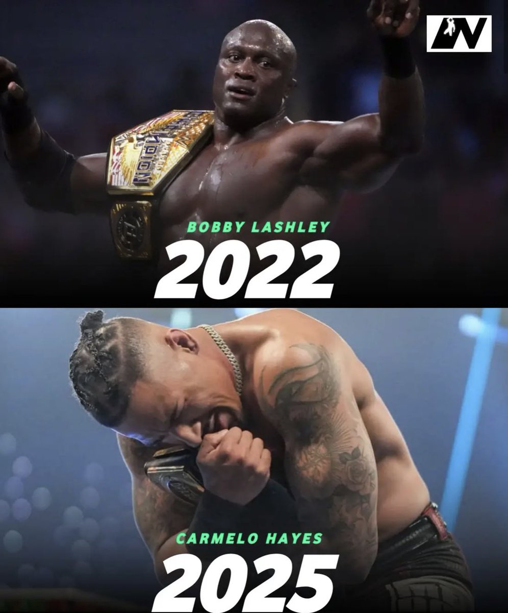 DirtyDomDom's tweet image. Carmelo Hayes became the first black men to with WWE singles title after Bobby Lashley.