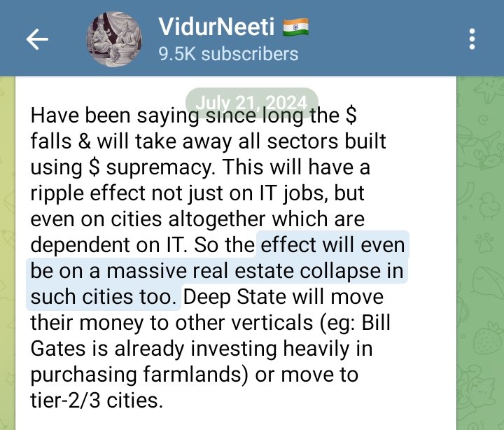vidurneetiX's tweet photo. One more prediction turning true - exiting before the collapse.

Told you before also, big IT companies are actually real estate firms as they are sitting on huge land banks in prime tier-1 cities.

refer below posts to understand the broader picture.
1. https://t.co/TN4NxfNBnQ
2. https://t.co/ow7Cn7ITQy

post on primary handle - https://t.co/3W2p2ReY4K

VidurNeeti.