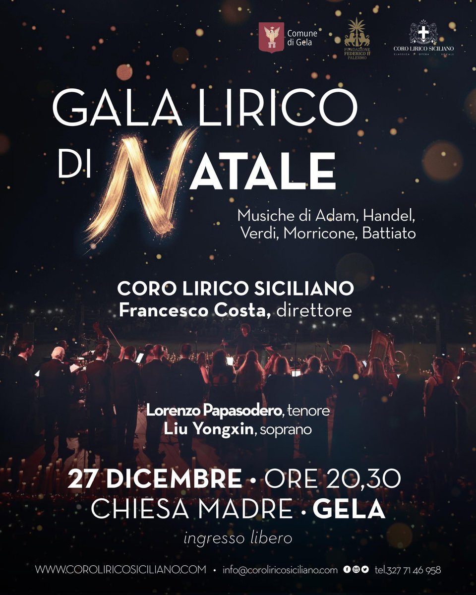 Questa sera un sontuoso gala corale a Gela per il nostro "Dicembre Musicale" 2025 <a href="/Regione_Sicilia/">Regione Siciliana</a> <a href="/VisitSicilyOP/">Visit Sicily</a> <a href="/MiC_Italia/">Ministero della Cultura</a>