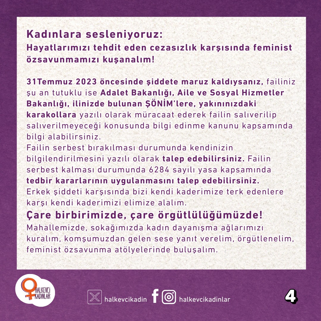 Af kapsamında aramıza salınan binlerce şiddet faili hayatlarımızı tehdit ederken susmuyoruz! 

İktidarı uyarıyoruz: Kadınların ve  çocukların hayatları için önlem alın!
Kadınlara sesleniyoruz: Feminist özsavunmamızı güçlendirelim! Örgütlenelim! 

Mahallemizde, sokağımızda kadın