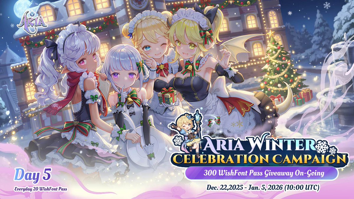 PlayAriaGame's tweet image. Yo, How was your Crhistmas Guys! 🧑‍🎄 

Day 5 &amp;amp; Day 6 will be together~ for 20 Slots Winners! 

❄️ AriaAi Winter Celebration Campaign  

likes  ,  RT , and  Comment your words +  &amp;lt;Where you celebrate your Christmas&amp;gt;💃