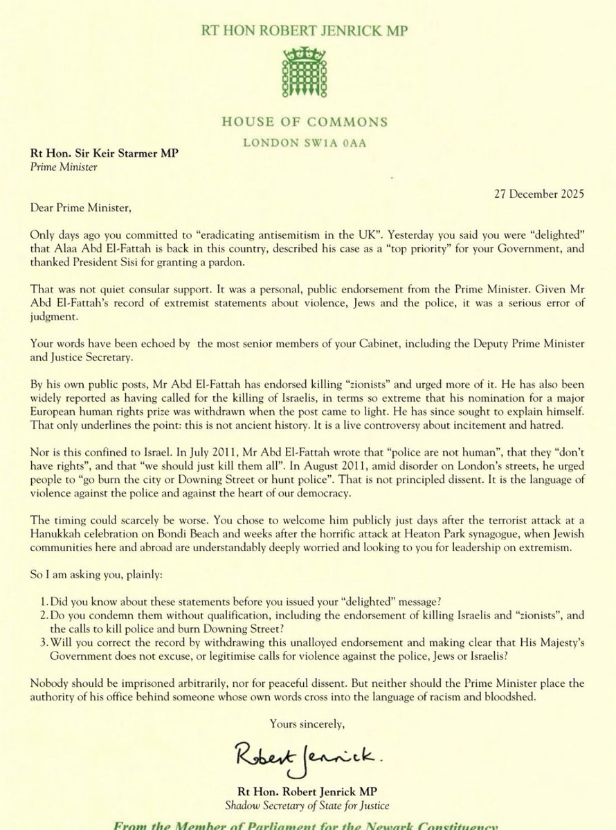 RobertJenrick's tweet image. The Prime Minister very publicly endorsed and welcomed to the UK a man with disgusting, extremist views.

Does he really support him? Or was he just ignorant?

My letter to @Keir_Starmer👇