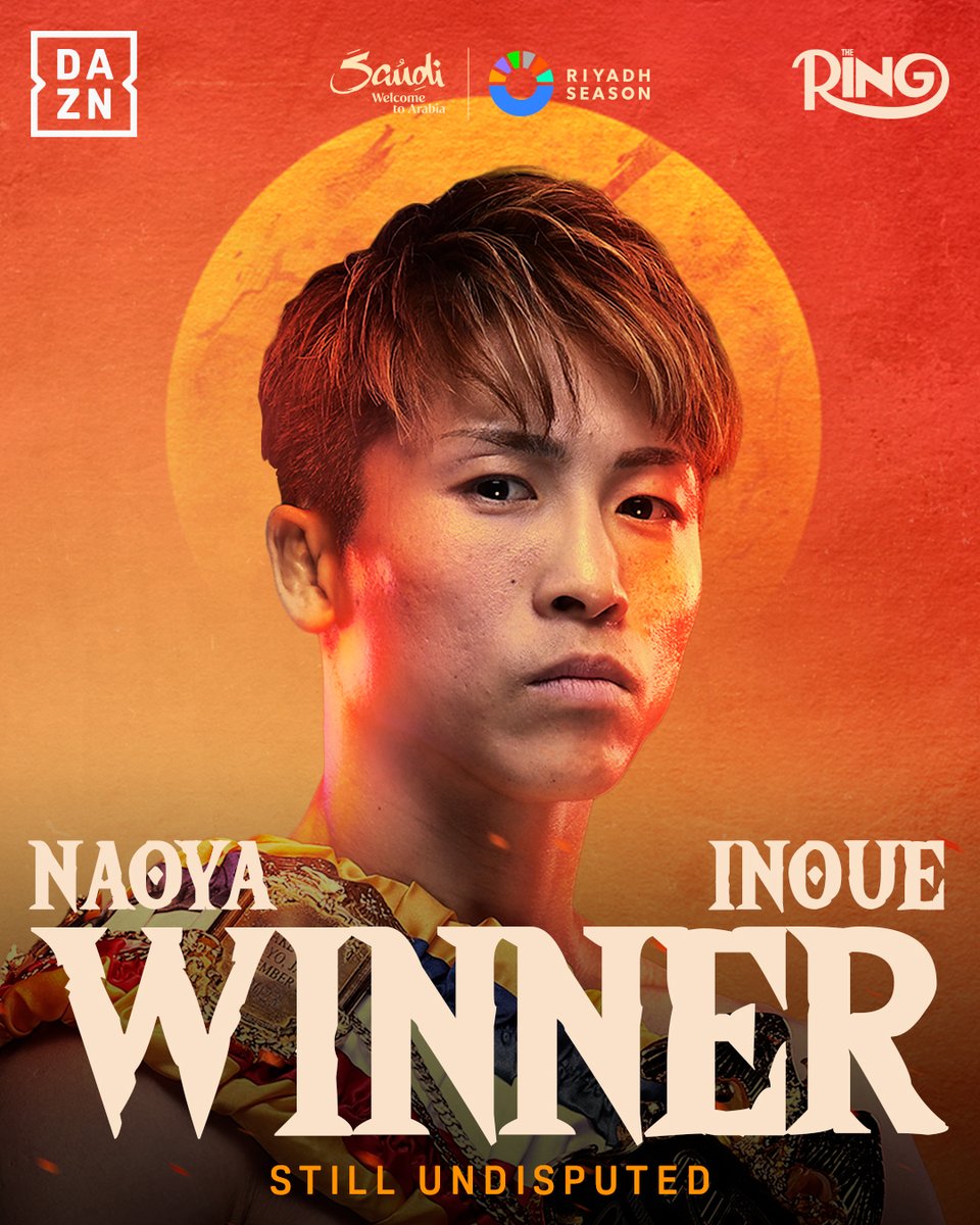 DAZNBoxing's tweet image. 𝐀𝐍𝐃 𝐒𝐓𝐈𝐋𝐋🇯🇵👑

INOUE WINS VIA UNANIMOUS DECISION 🙌

#RINGV: Night of the Samurai | @RingMagazine