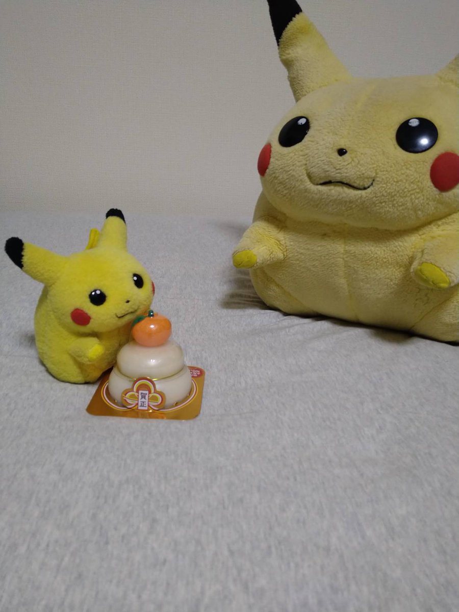 まだだ
まだ食うな

来週まで待て

#初期ピカ　#ぬいぐるみ　#鏡餅