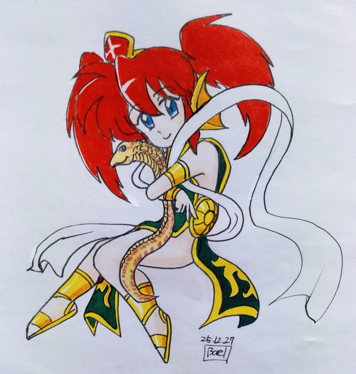 「#神話版深夜の真剣お絵かき60分勝負 お題『蛇』 ナーガ族の女神マナサー。マナサ」|bael38のイラスト