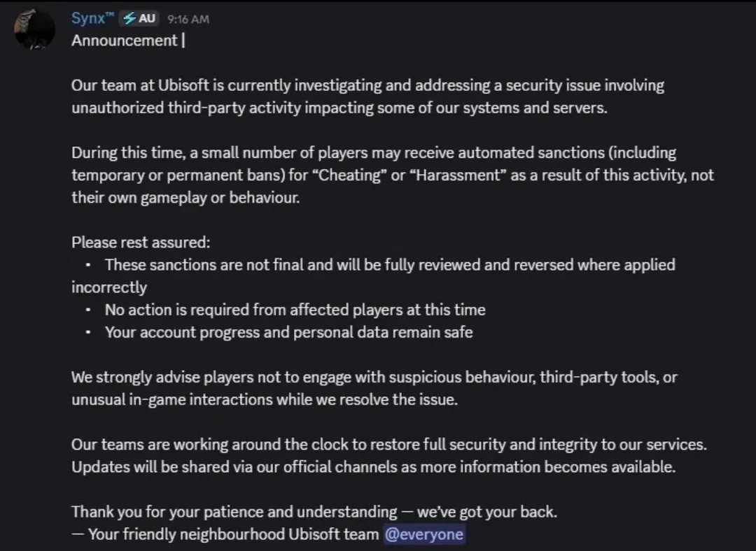 ⚠️[速報]『シージエックス』で大規模サーバーハックか
fpsjp.net/archives/538887

・異常事態：レベル20万アップ、10億クレジット獲得、貴重なスキンをいつの間にか入手、トムクランシーBANなど
・日本のプレイヤーにも及んでいる模様
・Ubisoftのチームは現在対応中（進行状況や個人データは安全？）